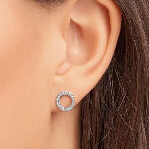Sterling Silver Circle Stud Earrings | CZ Minimalist Studs